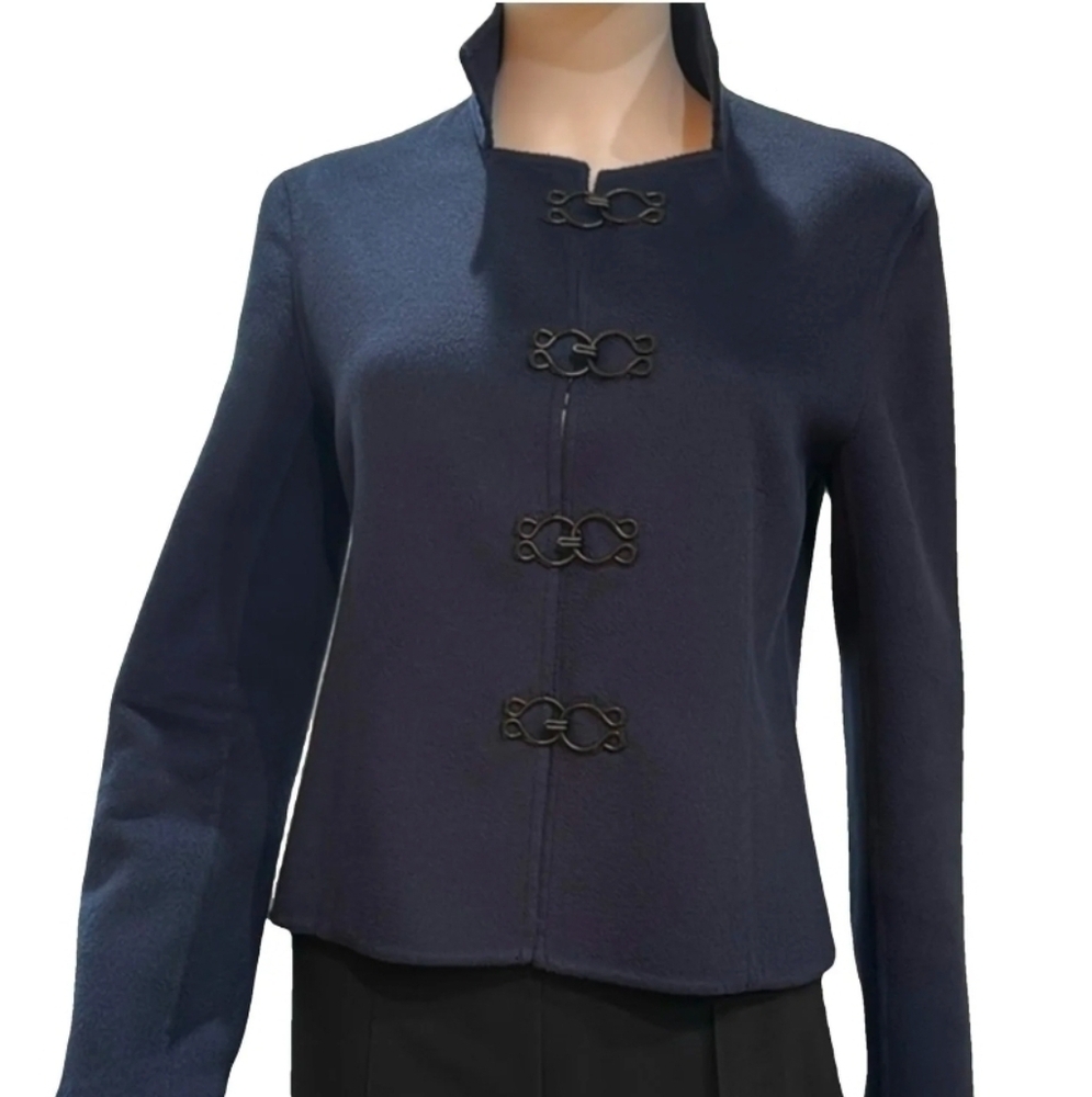 Carolina Herrerra 100% Cashmere Jacket Cardigan Navy 10 M